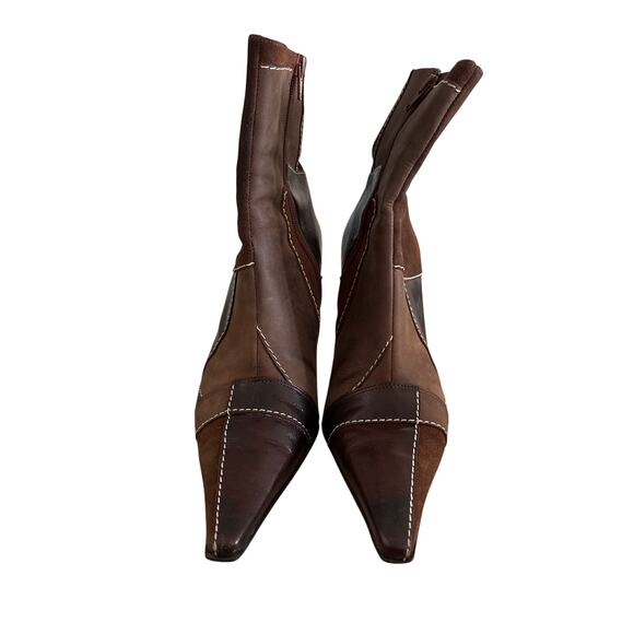 Nine West Patchwork Brown Leather Boots 9B - Picture 1 of 8